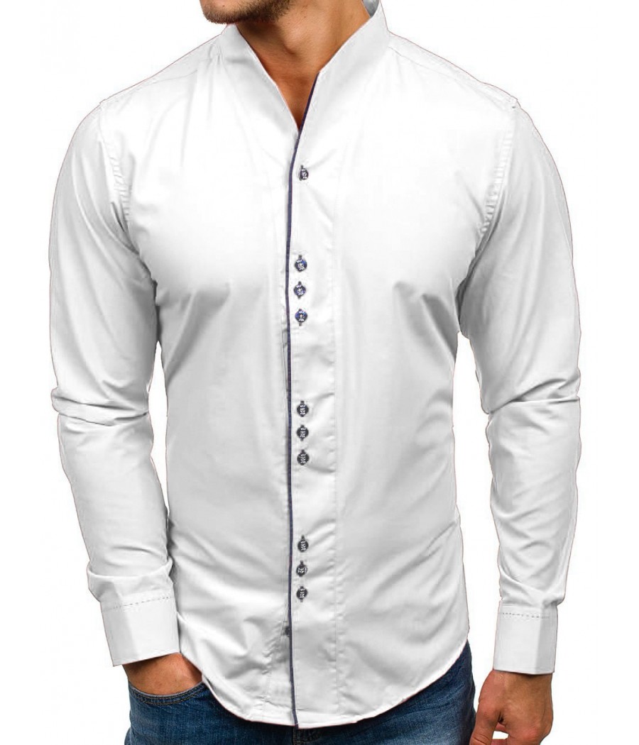 Класическа мъжка риза с три копчета - бяла